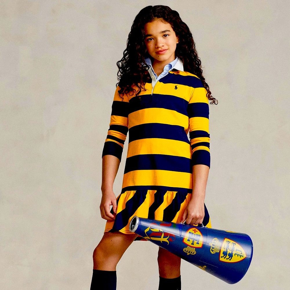 Polo Ralph Lauren Rugby striped ruffle dress 16